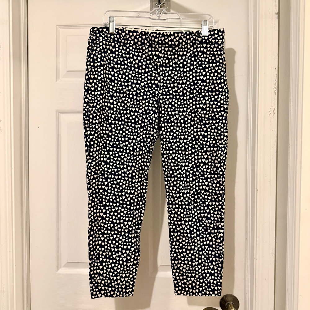 J. Crew Factory Black and White Heart Print Pixie Pants